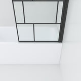 Badewannenaufsatz ohne bohren Schwarz matt Dekor Kariert 80 x 140 cm Black Style Duschtrennwand für Badewanne Duschwand Glas Dusche