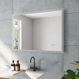 Badezimmerspiegel mit LED Beleuchtung 100x70cm ECHOS Typ C | Touch Sensor Dimmbar Spiegelheizung Kaltweiß 6400K Warmweiß 3000K