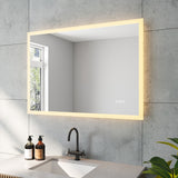 Badezimmerspiegel mit LED Beleuchtung 100x70cm ECHOS Typ C | Touch Sensor Dimmbar Spiegelheizung Kaltweiß 6400K Warmweiß 3000K