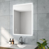 Badezimmerspiegel mit LED Beleuchtung 100x70cm ECHOS Typ C | Touch Sensor Dimmbar Spiegelheizung Kaltweiß 6400K Warmweiß 3000K