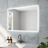 Badezimmerspiegel mit LED Beleuchtung 100x70cm ECHOS Typ C | Touch Sensor Dimmbar Spiegelheizung Kaltweiß 6400K Warmweiß 3000K