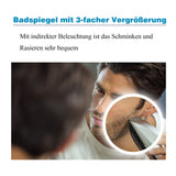 LED-Badspiegel beleuchtet mit Kosmetikspiegel 80x60cm ECHOS Typ D | Touch-Sensor dimmbar, antibeschlagend,Digital Uhr, Kaltweiß 6400K