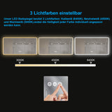 LED Badspiegel mit Beleuchtung groß 140x70cm BORAS Typ C | Touch Sensor Dimmbar Antibeschlag Kaltweiß 6400K Neutralweiß 4500K Warmweiß 3000K