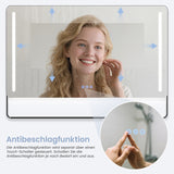 Badspiegel mit Beleuchtung und Ablage 100 x 70 cm Antibeschlag Aluminiumrahmen Schwarz matt Dimmbar Touch Schalter