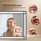 LED Badspiegel mit Beleuchtung 120x60 cm Schwarz Fensteroptik Aluminium Rahmen Schminkspiegel Touch Dimmbare Kaltweiß Beschlagfrei