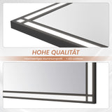 LED Badspiegel mit Beleuchtung 160x70 cm Schwarz Fensteroptik Aluminium Rahmen Fensterspiegel Touch Dimmbare Kaltweiß Beschlagfrei