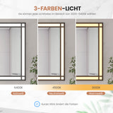 LED Badspiegel mit Beleuchtung 160x70 cm Schwarz Fensteroptik Aluminium Rahmen Fensterspiegel Touch Dimmbare Kaltweiß Beschlagfrei