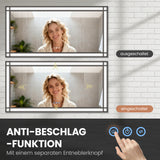 LED Badspiegel mit Beleuchtung 160x70 cm Schwarz Fensteroptik Aluminium Rahmen Fensterspiegel Touch Dimmbare Kaltweiß Beschlagfrei