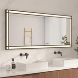 LED Badspiegel mit Beleuchtung 160x70 cm Schwarz Fensteroptik Aluminium Rahmen Fensterspiegel Touch Dimmbare Kaltweiß Beschlagfrei