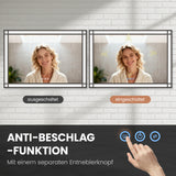 LED Badspiegel mit Beleuchtung 100x70 cm Schwarz Fensteroptik Aluminium Rahmen Fensterspiegel Touch Dimmbare Kaltweiß Beschlagfrei