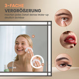 LED Badspiegel mit Beleuchtung 100x70 cm Schwarz Fensteroptik Aluminium Rahmen Schminkspiegel Touch Dimmbare Kaltweiß Beschlagfrei