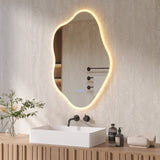 Badspiegel mit Beleuchtung unregelmäßige Form 90 x 60 cm LED Badezimmerspiegel Wolkenform 3 Lichtfarben Dimmbar Spiegelheizung Antibeschlag Touch Schalter