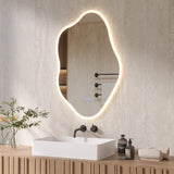 Badspiegel mit Beleuchtung unregelmäßige Form 90 x 60 cm LED Badezimmerspiegel Wolkenform 3 Lichtfarben Dimmbar Spiegelheizung Antibeschlag Touch Schalter