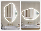 Badspiegel mit Beleuchtung unregelmäßige Form 90 x 60 cm LED Badezimmerspiegel Wolkenform 3 Lichtfarben Dimmbar Spiegelheizung Antibeschlag Touch Schalter