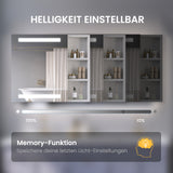 Spiegelschrank Bad mit Beleuchtung und Steckdose 70 cm breit 60 cm höhe Aluminium offenen Fächern Infrarot Sensor Antibeschlag dimmbar