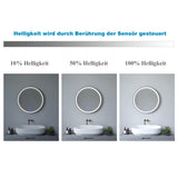 Spiegel rund runder Wandspiegel in schwarz Badspiegel mit Beleuchtung Aluminiumrahmen SAUTENS-Serie 60 cm Typ C | Touch Sensor Dimmbar Antibeschlag Kaltweiß Neutralweiß Warmweiß