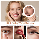 Badspiegel mit Beleuchtung Rund Schwarz matt 60 cm LED Schminkspiegel Uhr Dimmbar Touch Kaltweiß Aluminiumrahmen