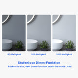 Badspiegel mit Beleuchtung Rund Schwarz matt 80 cm Schminkspiegel Uhr Dimmbar Touch Wandschalter Kaltweiß Aluminiumrahmen