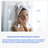 Badspiegel mit Beleuchtung Rund Schwarz matt 80 cm Schminkspiegel Uhr Dimmbar Touch Wandschalter Kaltweiß Aluminiumrahmen