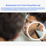 Badspiegel mit Beleuchtung Rund Schwarz matt 80 cm Schminkspiegel Uhr Dimmbar Touch Wandschalter Kaltweiß Aluminiumrahmen