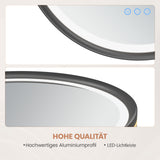 Badspiegel mit Beleuchtung Rund 60 cm Aluminiumrahmen schwarz matt direkte und indirekte LED-Beleuchtung Antibeschlag Touch Schalter dimmbar