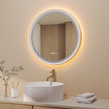 Badspiegel mit Beleuchtung Rund 60 cm weiß matt Antibeschlag dimmbar