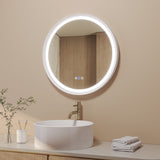 Badspiegel mit Beleuchtung Rund 60 cm weiß matt Antibeschlag dimmbar