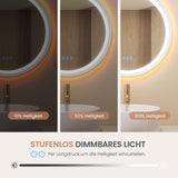 Badspiegel mit Beleuchtung Rund 60 cm weiß matt Antibeschlag dimmbar