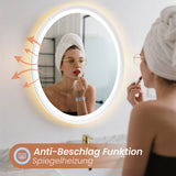 Badspiegel mit Beleuchtung Rund 60 cm weiß matt Antibeschlag dimmbar
