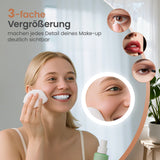 Badspiegel mit Beleuchtung Rund 80 cm weiß matt direkte und indirekte LED-Beleuchtung Kosmetikspiegel Uhr Antibeschlag Touch dimmbar