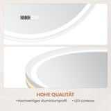 Badspiegel mit Beleuchtung Rund 80 cm weiß matt direkte und indirekte LED-Beleuchtung Kosmetikspiegel Uhr Antibeschlag Touch dimmbar