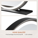 Badspiegel Rund schwarz mit Beleuchtung und Ablage 60 cm Aluminium Rahmen 3 Lichtfarben Antibeschlag Touch dimmbar