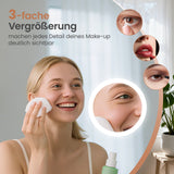 Badspiegel mit Beleuchtung und Ablage Rund 80 cm Aluminium Rahmen schwarz Uhr Kosmetikspiegel Spiegelheizung Touch dimmbar