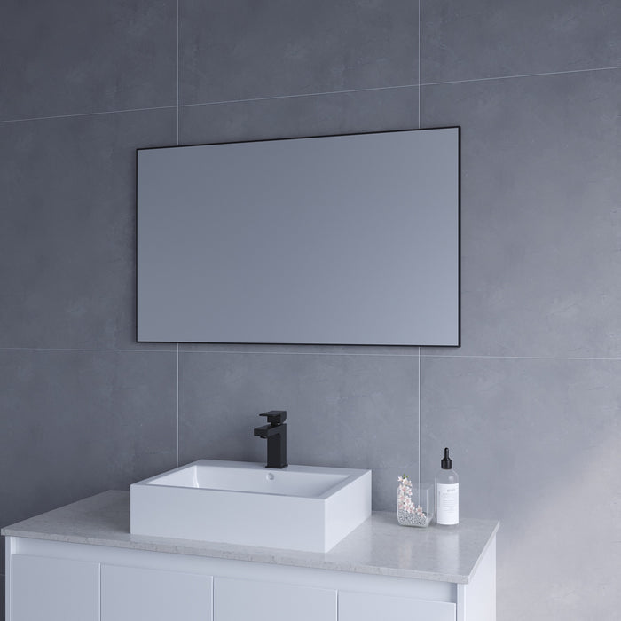 Wandspiegel Schwarz Metall Badezimmer Spiegel Badspiegel Hängespiegel 100 x 60 cm Eckig Wohnzimmerspiegel Badezimmerspiegel