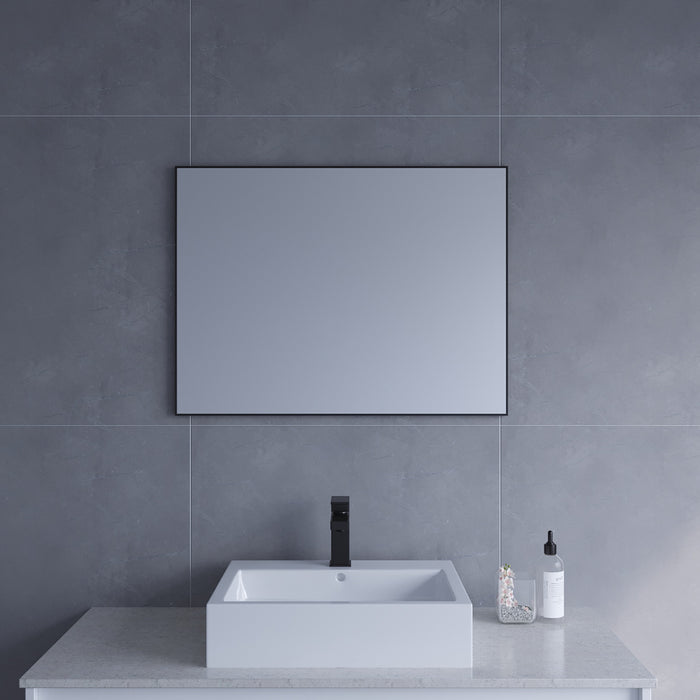 Wandspiegel Schwarz Metall Badezimmer Spiegel Badspiegel Hängespiegel 60 x 80 cm Eckig Wohnzimmerspiegel Badezimmerspiegel
