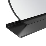 Runder Spiegel 50 cm Badezimmerspiegel schwarzer Rahmen mit schwarzer Ablage