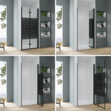 Falttür Dusche Drehfalttür in Nische Duschtür Glas Nischentür faltbar Schwarz Matt Breite 70 75 80 90 100 120 cm Höhe 187 cm Wandausgleich 15 mm & 10 mm