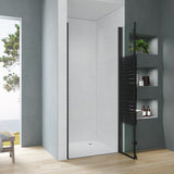 Falttür Dusche Drehfalttür in Nische Duschtür Glas Nischentür faltbar Schwarz Matt Breite 70 75 80 90 100 120 cm Höhe 187 cm Wandausgleich 15 mm & 10 mm