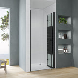 Falttür Dusche Drehfalttür in Nische Duschtür Glas Nischentür faltbar Schwarz Matt Breite 70 75 80 90 100 120 cm Höhe 187 cm Wandausgleich 15 mm & 10 mm