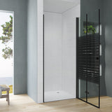Falttür Dusche Drehfalttür in Nische Duschtür Glas Nischentür faltbar Schwarz Matt Breite 70 75 80 90 100 120 cm Höhe 187 cm Wandausgleich 15 mm & 10 mm