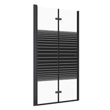 Falttür Dusche Drehfalttür in Nische Duschtür Glas Nischentür faltbar Schwarz Matt Breite 70 75 80 90 100 120 cm Höhe 187 cm Wandausgleich 15 mm & 10 mm
