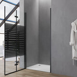 Falttür Dusche Drehfalttür in Nische Duschtür Glas Nischentür faltbar Schwarz Matt Breite 70 75 80 90 100 120 cm Höhe 187 cm Wandausgleich 15 mm & 20 mm