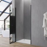 Falttür Dusche Drehfalttür in Nische Duschtür Glas Nischentür faltbar Schwarz Matt Breite 70 75 80 90 100 120 cm Höhe 187 cm Wandausgleich 15 mm & 20 mm