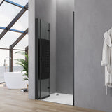 Falttür Dusche Drehfalttür in Nische Duschtür Glas Nischentür faltbar Schwarz Matt Breite 70 75 80 90 100 120 cm Höhe 187 cm Wandausgleich 15 mm & 20 mm