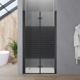 Falttür Dusche Drehfalttür in Nische Duschtür Glas Nischentür faltbar Schwarz Matt Breite 70 75 80 90 100 120 cm Höhe 187 cm Wandausgleich 15 mm & 20 mm