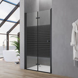 Falttür Dusche Drehfalttür in Nische Duschtür Glas Nischentür faltbar Schwarz Matt Breite 70 75 80 90 100 120 cm Höhe 187 cm Wandausgleich 15 mm & 20 mm