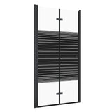 Falttür Dusche Drehfalttür in Nische Duschtür Glas Nischentür faltbar Schwarz Matt Breite 70 75 80 90 100 120 cm Höhe 187 cm Wandausgleich 15 mm & 20 mm