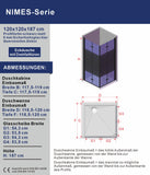 Duschkabine Eckeinstieg mit Falttüren Drehfalttüren Eckdusche faltbar Schwarz Matt aus Sicherheitsglas (ESG) 5 mm Höhe 187 cm