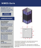 Duschkabine Eckeinstieg mit Falttüren Drehfalttüren Eckdusche faltbar Schwarz Matt aus Sicherheitsglas (ESG) 5 mm Höhe 187 cm