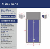 Duschtür Nische Nischentür Dusche Falttür Breite 70 75 80 85 90 95 100 120 cm Höhe 187 cm Wandausgleich 15 mm & 5 mm